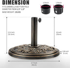 Backyard Expressions 20 lb Patio Umbrella Base Stand, Decorative Rose Medallion - Image 6