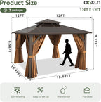 Aoxun 12'x12' Hardtop Gazebo, Aluminum Frame Permanent Pavilion - Image 4