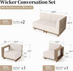 6 Pieces Patio Furniture Set, Outdoor Rattan Wicker Sectional Sofa - Image 8
