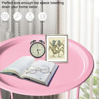Garden 4 you End Table 2 PCS Metal Side Table Pink Round Folding Tray Cyan Sofa - Image 8