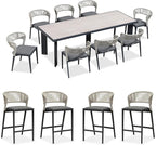 PURPLE LEAF 9 Pieces Outdoor Dining Set Patio Table and Chairs Set Aluminum by PURPLELEAF