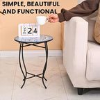 Metal Round Side Table, Weather Resistant Patio Accent Table - Image 3