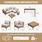 5 Piece Wicker Patio Furniture Set, Outdoor Conversation Sectional Sofa - Image 3
