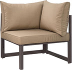 Modway Fortuna Aluminum Outdoor Patio Corner Chair in Brown Mocha by Modway
