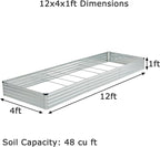 12x4x1ft Galvanized Raised Garden Bed, Outdoor Planter Box Metal Patio Kit - Image 2