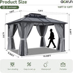 Aoxun 10'x12' Hardtop Gazebo, Aluminum Frame Permanent Pavilion - Image 4
