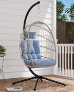 SWITTE Egg Chair Outdoor with Stand, Indoor Wicker Hanging Egg Swing Chair with - Image 9