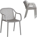 Modern Stackable Outdoor & Indoor Plastic Dining Chairs Set, Outdoor Breathable by XDECO