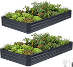 INNO STAGE 2 Pcs 8×4×1ft Galvanized Raised Garden Bed Kit, Galvanized Planter by INNOSTAGE