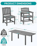 SERWALL 9-Piece Outdoor Dining Set, All Weather HDPE Outdoor Furniture Set - Image 2