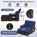 Moccha Outdoor Wicker Daybed, Patio Rattan Loveseat Sofa w/ 4-Level Adjustable - Image 2