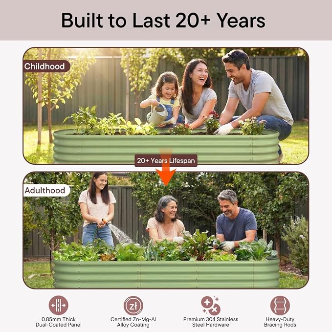 4-Pack Galvanized Raised Garden Bed 8x4x1.5 | 10x2x1.5 ft, Modular Raised - Image 7
