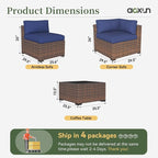 Aoxun 14 Piece Patio Furniture Set Wicker Rattan Patio Conversation Set Outdoor - Image 8