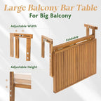 Idzo FSC Acacia Wood Folding Balcony Bar Table - Image 3