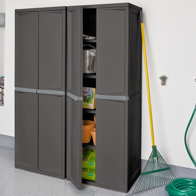 Sterilite 2-Pack 4 Shelf Cabinet, Lockable Utility Storage w/Adjustable Shelves - Image 2