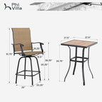 PHI VILLA Outdoor Patio Bar Set of 6, Patio Bar Table and Chair Set - Image 7