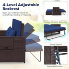 LDAILY Moccha Outdoor Daybed, Wicker Loveseat Sofa Set - Image 5