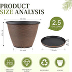 12 inch Pots for Plants, 4 Pack Large Outdoor Planter Pot - Image 2