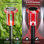 DenicMic Solar Lights Outdoor 10 Pack Waterproof Red White LED Stainless Steel - Image 4