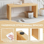 Bamboo Dining Bench Indoor Long Entryway Shoe Rack Benchs, Outdoor Modern Wood - Image 6