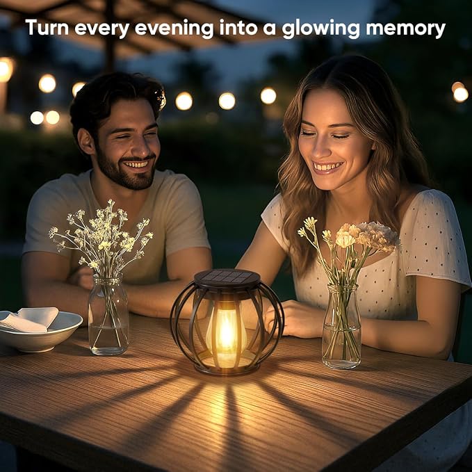 Solar Lanterns Lights Waterproof: 4 Pack Metal Hanging Outdoor Lights - Image 2
