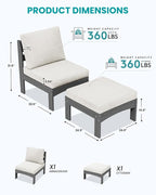 SERWALL 2 Pieces Patio Sofas, HDPE Outdoor Conversation Set - Image 2