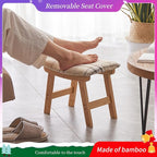 Foot Stool, Bamboo Small Sofa Foot Rest Under Desk, Extra Seating - Image 3