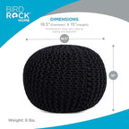 BIRDROCK HOME Round Pouf Ottoman | Cotton Braided Foot Stool - Image 3