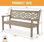 Psilvam 63''W All-Weather Poly Lumber Outdoor Bench – Teak Color, 3-Person - Image 3
