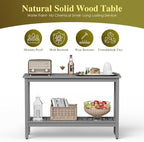 SUPER DEAL 48 inch Outdoor Console Table, 2-Tier Solid Wood Side Table - Image 5