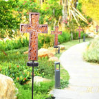 Solar Cross Garden Stake Lights 38inch Metal Outdoor Waterproof Memorial Garden - Image 5