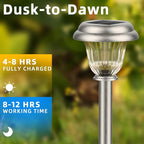 DERAYSION Solar Lights Outdoor Waterproof, Brushed Stainless Steel Glass Solar - Image 3