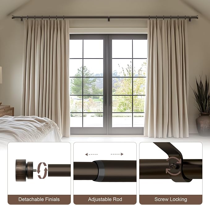 2 Pack Modern Antique Brown Bronze Curtain Rods - Image 4