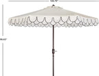 SAFAVIEH 9ft Outdoor Patio Umbrella, Ivory & Black Trim, Auto Crank Tilt - Image 3