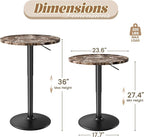 Shahoo Bar Table, Adjustable Height Pub Table 27.4-36 Inches, Cocktail Table - Image 3