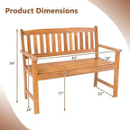 COSTWAY Wooden Bench Outdoor, Sturdy Outdoor Acacia Wood Bench - Image 2
