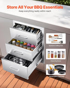 VEVOR Outdoor Kitchen Drawers 18.11" W x 23.23" D x 23.23" H, Triple-Access - Image 4