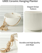 UBEE Ceramic Hanging Planters Indoor Outdoor, 7.5 Inch + 6.5 Inch Hanging - Image 8