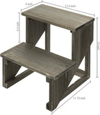 MyGift 2 Tier Rustic Dark Gray Wood Desktop Plant Rack, Farmhouse Style Planter - Image 5