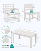 SERWALL Outdoor Dining Sets for 6, HDPE Dining Sets - Image 3