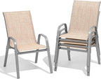 Patio Chairs Sset of 4, Easily Set Up Stackable Outdoor Dining Chairs by Dovov
