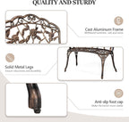 VINGLI 38.5" Patio Park Garden Outdoor Metal Rose Bench, 2-Person Cast Iron - Image 5