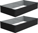8x4x1ft Galvanized Raised Garden Bed, Outdoor Planter Box Metal Patio Kit by Foxlang