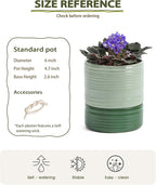 Self Watering Pots for Indoor Plants, 6 Inch Ceramic Self Watering Plant Pot - Image 2