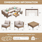 7 Piece Wicker Patio Furniture Set, Outdoor Conversation Sectional Sofa - Image 3