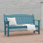 Psilvam 3-Person Outdoor Memorial Bench, All-Weather Poly Lumber Garden Bench - Image 2