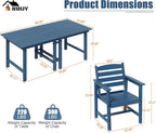 Anbuy Patio HDPE Dining Table Set, 5-Piece Outdoor Dining Table Sets, 2 in 1 - Image 2