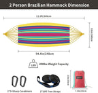 Brazilian Double Hammock with Tree Straps, Extra Large 94x63IN, 2 Persons - Image 3
