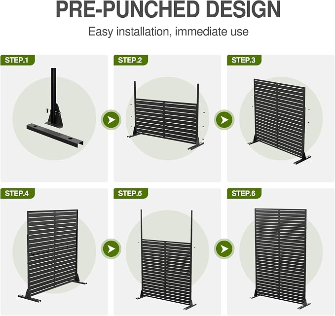 Casaphoria 72" H x 47" W Metal Outdoor Privacy Screen, Freestanding Decorative - Image 8