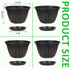FGstyle 10 Inch Plants Pot, 4 Pack Flower Pots, Planters Pot - Image 4